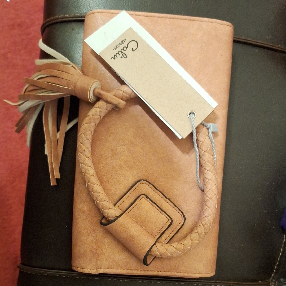 Cassina Brown Wristlet Clutch with Braided Strap